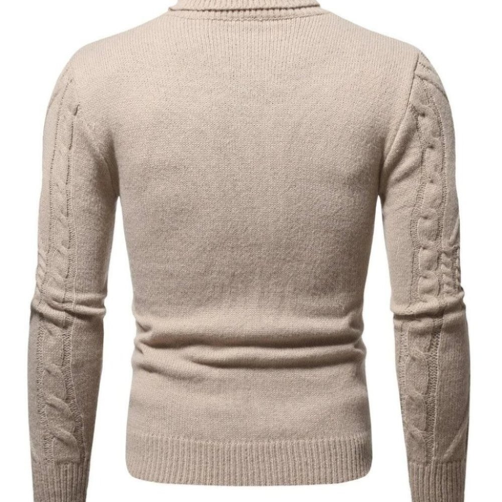Khaki Mens Turtle Neck Sweater - Picture 3 of 5